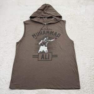 Muhammad Ali Shirt Mens 2XL Brown The Greatest Hooded Sleeveless Tee Boxing